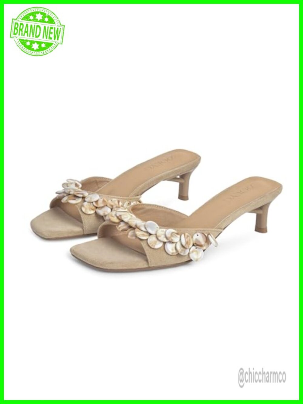 Suede Kitten Heels Sandals Women Square Open Toe Slip On Mule Dressy Heeled